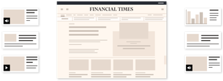 Graphic depicting how the Financial Times is a unique source of news and analysis