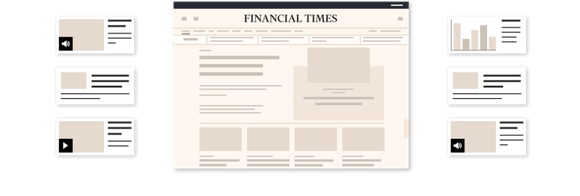 Graphic depicting how the Financial Times is a unique source of news and analysis