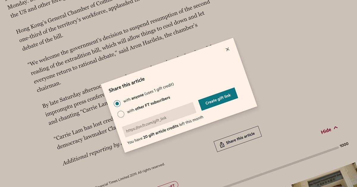 New ways to gift FT articles FT services for organisations