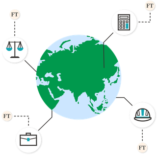 An animation of the world showing examples of the type of professional services organisations that subscribe to the Financial Times